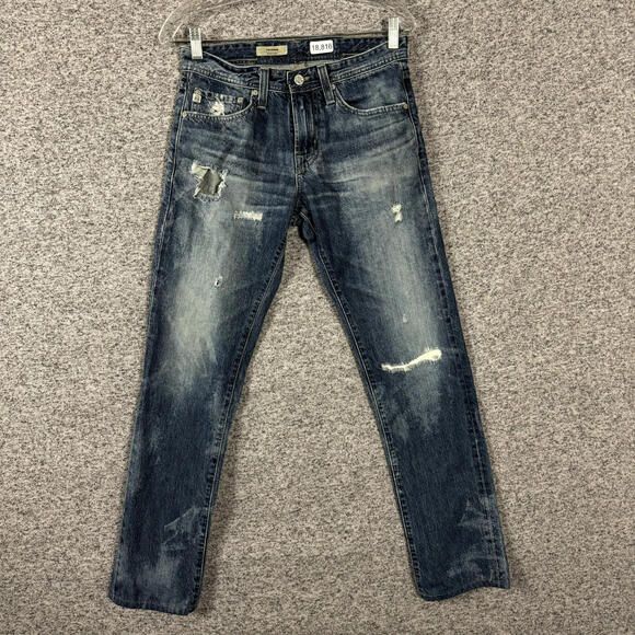 AG Adriano Goldschmied Men's Size 29 Blue Distressed Denim Nomad Slim Jeans - Picture 1 of 9